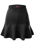 Doublju Women Colorful Flared and Gored Skirt with Pleat