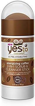 Yes To Coconut Energizing Coffee 2-in-1 Scrub & Cleanser Stick, 2.5 oz (Pack of 2)