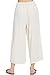 Alexander + David Women’s Casual Linen Crops Culottes, Elastic Waistband, Wide Leg Capri Pant (Natural, Large)