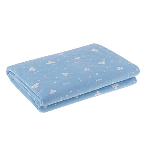 Cotton Reusable Underpad Sheet Protector Washable Incontinence Bed Underpads Protection for Adult, Child,Patient - Blue and White, 60×90cm