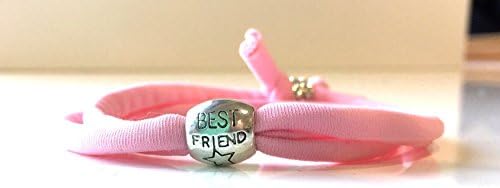 Best Friend lycra stretch wrap bracelet. Great gift for your BFF. Friendship bracelet with silver charm. Great party favor and Christmas present or stocking filler