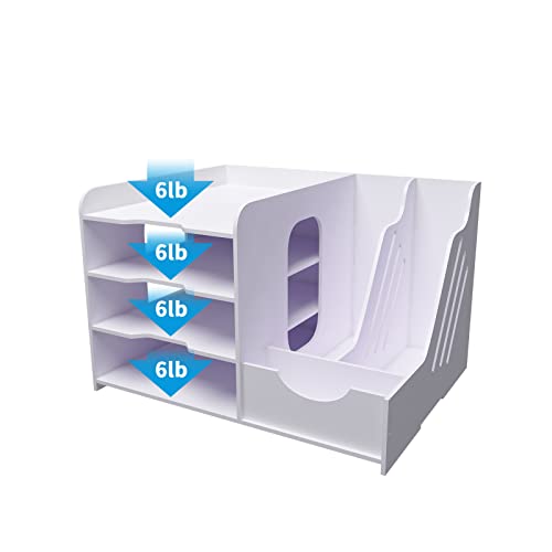 Natwind 4Tier Office White Desktop Organizer Paper File Rack with