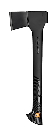 Fiskars Universalaxt, Solid, Mit Klingen- und Transportschutz, Antihaftbeschichtet, Hochwertige Stahl-Klinge/Glasfaserverstärkter Kunststoff-Stiel, Sc