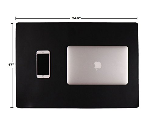 Ergohead Desk Pad Artificial Leather Laptop Desk Mat Pads Blotter Protector - Laptop Keyboard Mouse Pad, Perfect for Office and Home, Rectangular, 17" x 24.5", Black