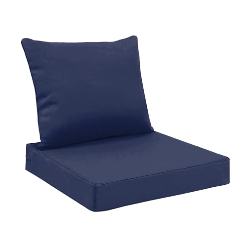 All Smiles Outdoor Chair Cushions for Patio Furniture Set of 24x24 Inch for Deep Seat Waterproof Fade Resistant Replacement Cushions with Removable Cover for Seat Yard Garden Deck,Navy Blue at Amazon
