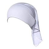 Weixinbuy Muslim Women Soft Comfortable Inner Hijab Caps White