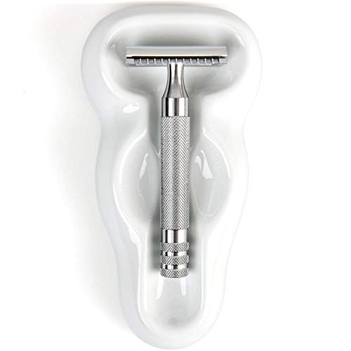 Fendrihan Porcelain Safety Razor Holder Made in Romania 6 x 3 x 1” (Grey)