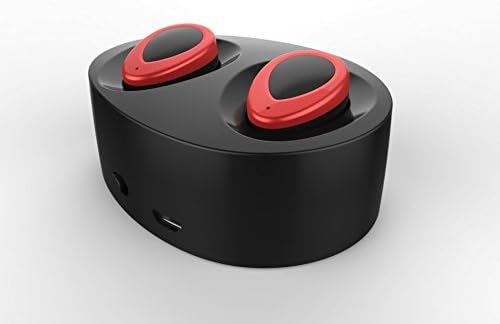True Twin Bluetooth Wireless Sport Headphones Dual Bluetooth V4.1 with Built-in Mic, Noise Cancellation and Portable Charging Case for Iphone, Samsung, Android (Black &amp; Red) - Premium Tech Online