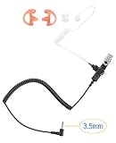 Listen Only Acoustic Tube Earpiece for Speaker Mic or Radio Carried Near Shoulder or Chest, 3.5mm Connector, Cable Length 10 inch, Coil Cord 6 inch, Reinforced Cable, Clear Sound Transmission