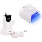 M - Max Brushless Nail Drill &amp; GlowPro UV/LED Lamp Bundle | Professional Electric File for Manicures &amp; Pedicures | Fast Curing Gel &amp; Acrylic Nails | Dual Light Source UV/LED Dryer | Adj