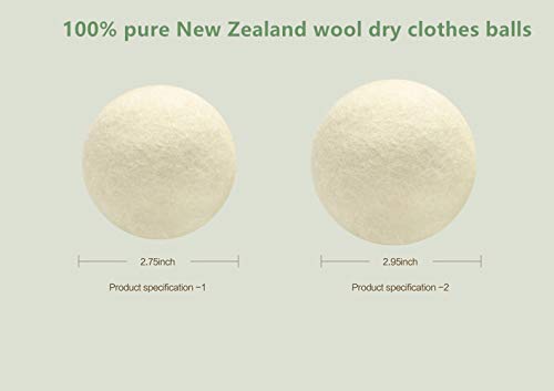 Dryer Balls Organic Eco Wool Dryer Balls 6pack 100% Natural Fabric Softener Shorten Laundry Drying Time and Reduce Wrinkles XXL White (2.95inch)