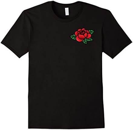 Mens Rose Flower Casual Graphic T-Shirt Medium Black