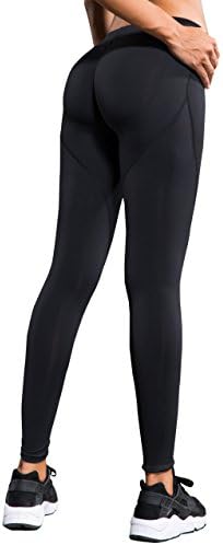 Laisa Sports Women's Compression Thigh Slimming Butt Lift Leggings Hip Push Up Yoga Pants (US Medium=Asia XL, Black)