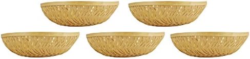 DEVAN HANDICRAFTS Bamboo Multipurpose Basket (30.48 cm x 30.48 cm x 10.16 cm, Yellow, Pack of 5)