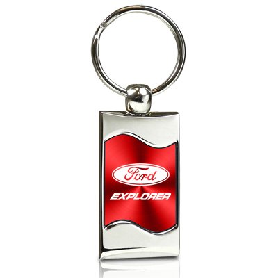Ford Explorer Red Spun Brushed Metal Key Chain