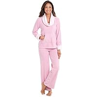 PajamaGram Super Soft Pajamas for Women - Fleece Pajamas Women, Pink, M, 8-10