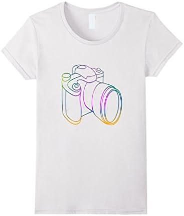 Women's Photography T-shirt | Rainbow Camera Photography T-shirt Medium White