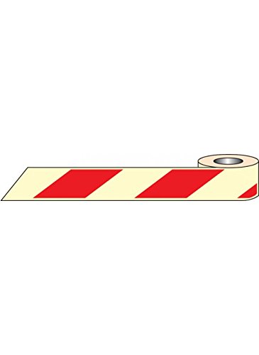 Caledonia Signs 58642 Photo luminescent Tape, 10000 mm x 80 mm, Red/White