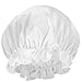 moonsix Women's Natural Silk Night Cap Satin Sleep Caps Elastic Head Cover Bonnet for Hair Care,Elastic,White