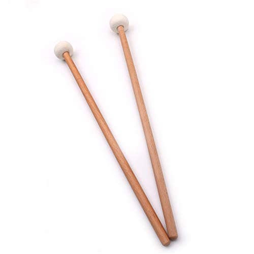 OUYAWEI Fashion for 2pcs Timpani Mallet Drumstick Felt Head Wood Handle Anti-Slip Bass Drum Sticks Indispensable Accessory for Musical Instrument