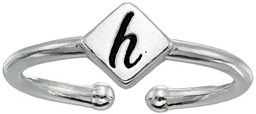 Anillo ajustable con inicial H de Alex and Ani para mujer, plata de ley