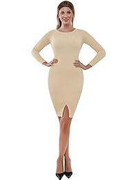 TAM WARE Vestido de mujer elegante y ajustado con cuello de barco