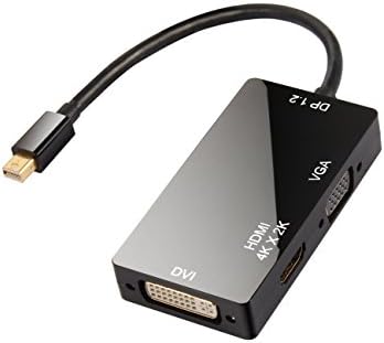 Thunderbolt to HDMI UBRU 4Kx2K Mini DisplayPort to VGA Adapter Mini DP to HDMI 3-in-1 mini DisplayPort to HDMI Mini DisplayPort to DVI Adapter for Apple Mac Macbook Pro Air Microsoft Surface Pro Black