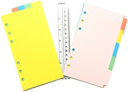 Timemorry 4Pack Colored Index Divider Classified Papers/Filler Papers with 1PCS Plastic Ruler for A6 6-Holes Notebook/Planner/Binder (4Pack A6+1 Plastic Ruler)