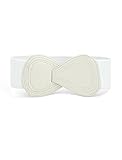 Ladies White Interlock 8-shaped Buckle High Wait Belt
