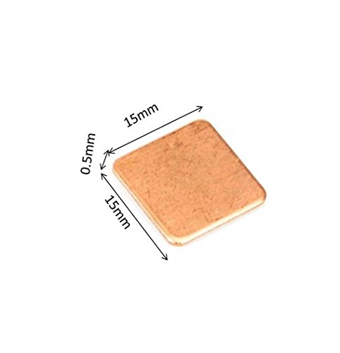 Easycargo 20pcs Heatsink Copper Pad Shims 15x15mm+ 3M 8810 pre applied thermal conductive adhesive tape on heat sink for cooling Laptop GPU CPU IC Chips VGA RAM