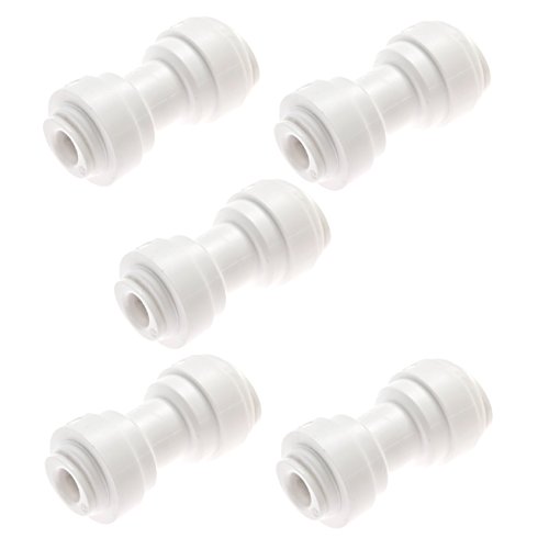 Avanti 3/8" to 1/4" Reducing Straight Union Connector for drinking water filter RO reverse osmosis - 1/4" x 3/8" tubes, quick-connect fittings - QF-UC0604 (Pack of 5)