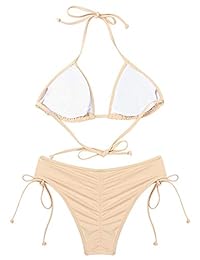 Traje de baño para dama con corbata en la parte inferior y triángulo