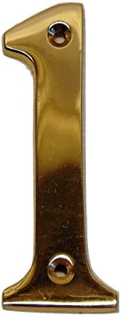 Reynolds Trading Heavy 3" (77mm) Polished Brass House Door/Gate Numbers 3/16" (5mm) Thick (Number 1)