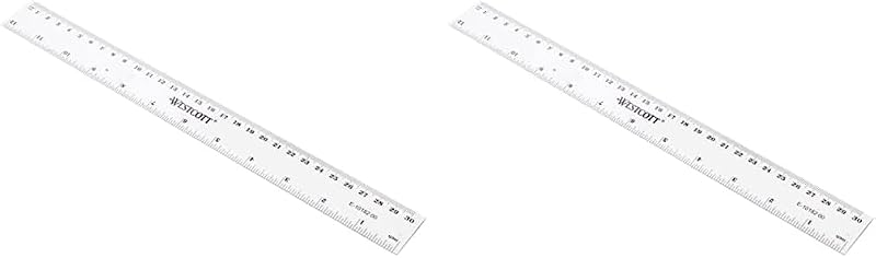 Westcott 12-Inch 300 mm Plastic Ruler Clear Pack of 2