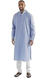 Nabeel Chambray Mens Kurta-Blue-L