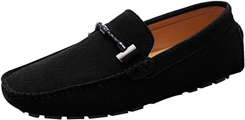 Jamron Mens Elegant Buckle Loafers Comfort Suede Driving Shoes Stylish Moccasin Slippers