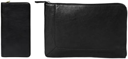 VMA All in One Travel Wallet/Passport Holder Genuine Leather -Passport Holder +cash/tickets /ID/Boarding Pass + LAPTOP SLEEVE 13'-14' Laptop MAC/DELL/ASUS/HP (TRAVEL COMBO - BLACK)