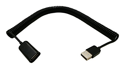 CGTime 10FT/3M Spiral Coiled USB 2.0 Male to Female Data Sync & Charge Cable (Black)