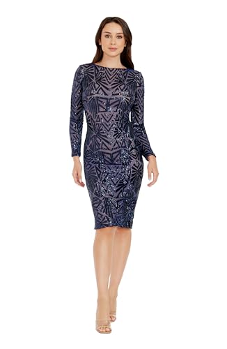 Dress The Population para Mujer Manga Larga Vestido - Azul -
