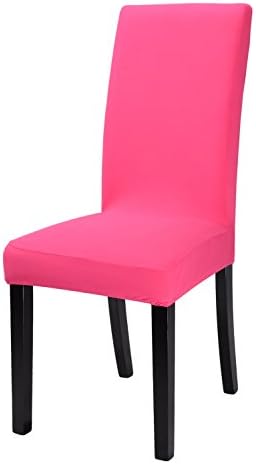 Homluxe Stretch Polyester Kitchen Dining Chair Covers Set (4, Rose Red)