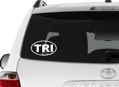 TRI Decal - White Vinyl Sticker for Triathletes / Car Window, Laptop, Tumbler