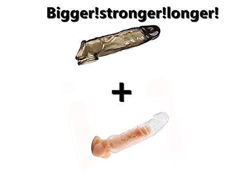 2 Pcs-Couple Membrum Penis Case Cover Dick Overstriking Erection Ipsism Sexual Intrest Stick Wand Fun Rod Sleeve for Best Gift for Travel