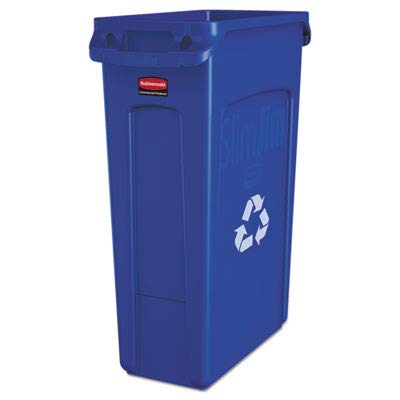 Rubbermaid Commercial RCP 3540-74 BLU Slim Jim Recycling Container, Rectangular, Plastic, 23 gal, Blue
