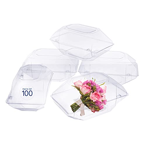 Royal Imports Clear Plastic Flower Box for Corsage, Boutonniere, Rose, Orchid Prom Wedding Craft Container 9x5x4-100 Pack