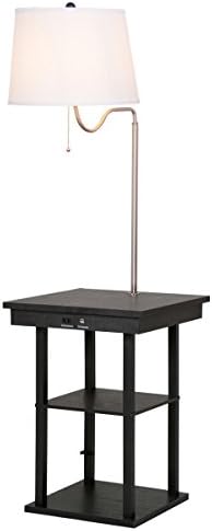Floor Lamp Swing Arm Lamp Built In End Table w/Shade 2 USB Ports Living Room + FREE E - Book