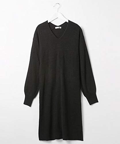 Amazon Co Jp Nissen ニッセン ふんわりカシミヤタッチ 両vネックニットワンピース 黒 M 服 ファッション小物
