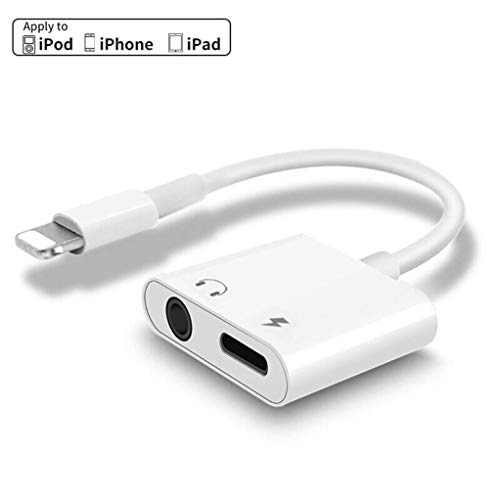 Headphone Adapter for iPhone Splitter Charger 3.5mm Jack Headphones Aux Audio and Charging Compatible iPhone X/XS/XS MAX/XR / 8/8 Plus/iPhone 7for iOS 12 System While Music and Charging
