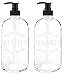 Rail19 Clear Dish & Hand Soap Dispenser Set - Perfect for Kitchen Sink, 16oz Each