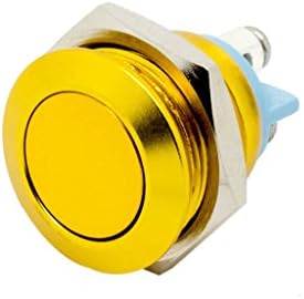 Alpinetech 16mm 5/8" Metal Push Button Switch Momentary Screw Terminal Flush Mount Normally Open 1NO (Gold)
