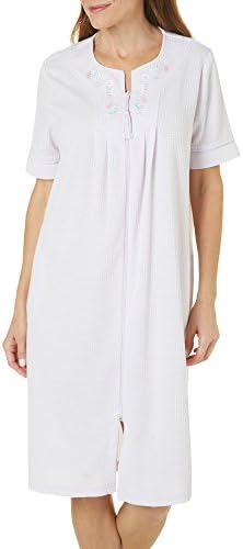 Jasmine Rose Womens Blister Zipper Duster Robe Medium Lilac purple